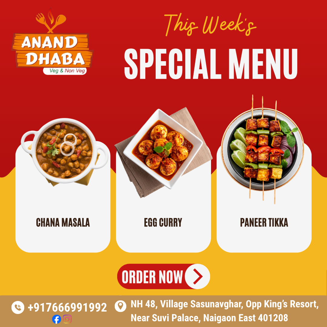 This Week’s Special Menu at Anand Dhaba!
