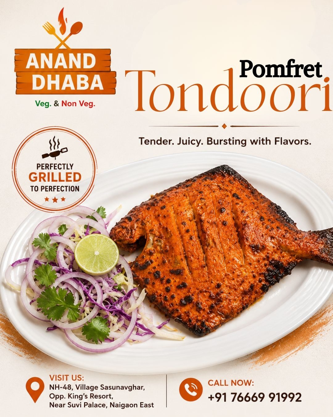 Delicious Pomfret Tandoori at Anand Dhaba