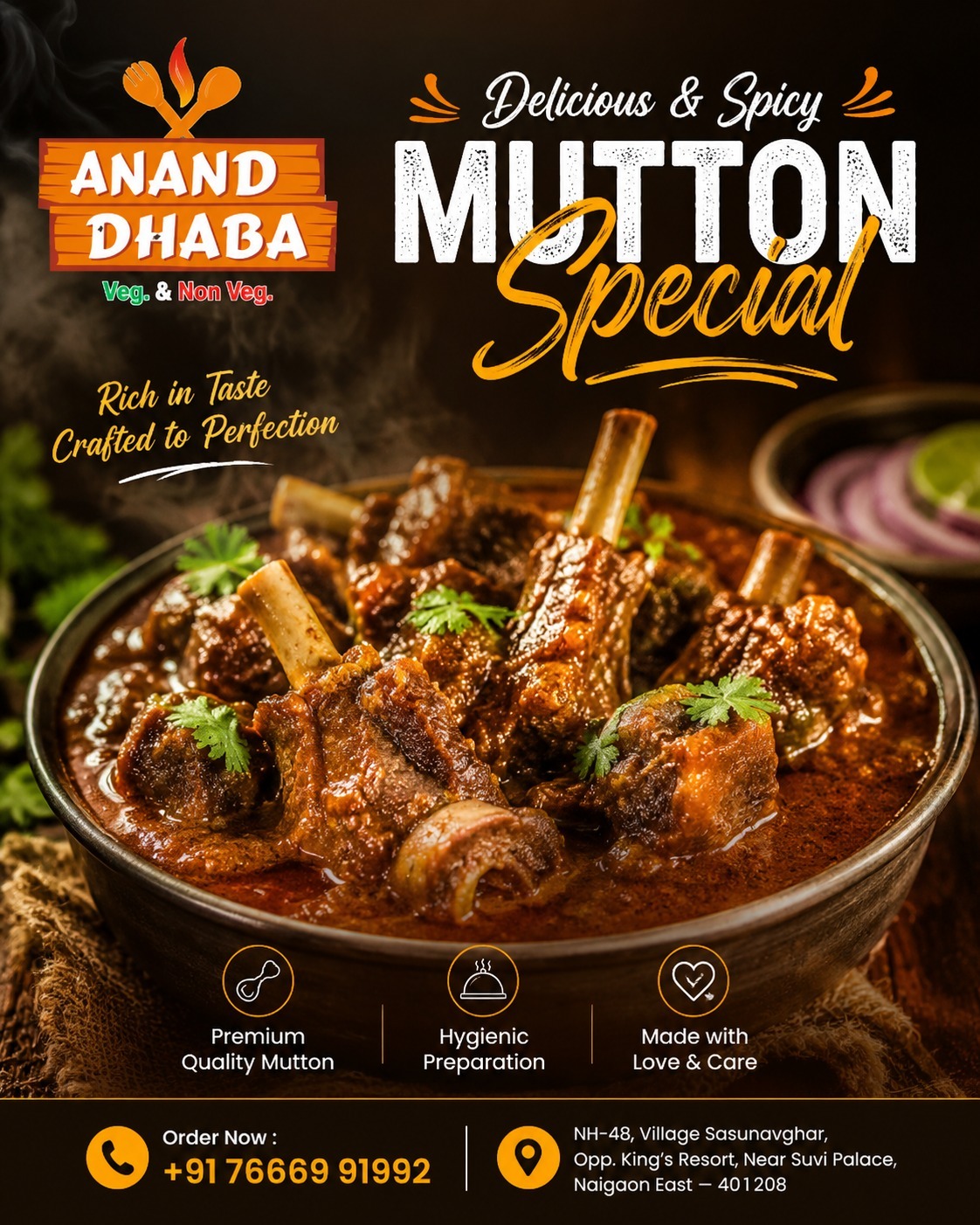Experience the rich taste of Anand Dhaba's Mutton 